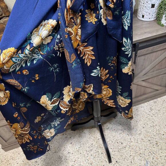 Hello Molly Falling In Style Floral Midi Dress Waist Tie Size 6 High Low Wedding - Picture 5 of 11